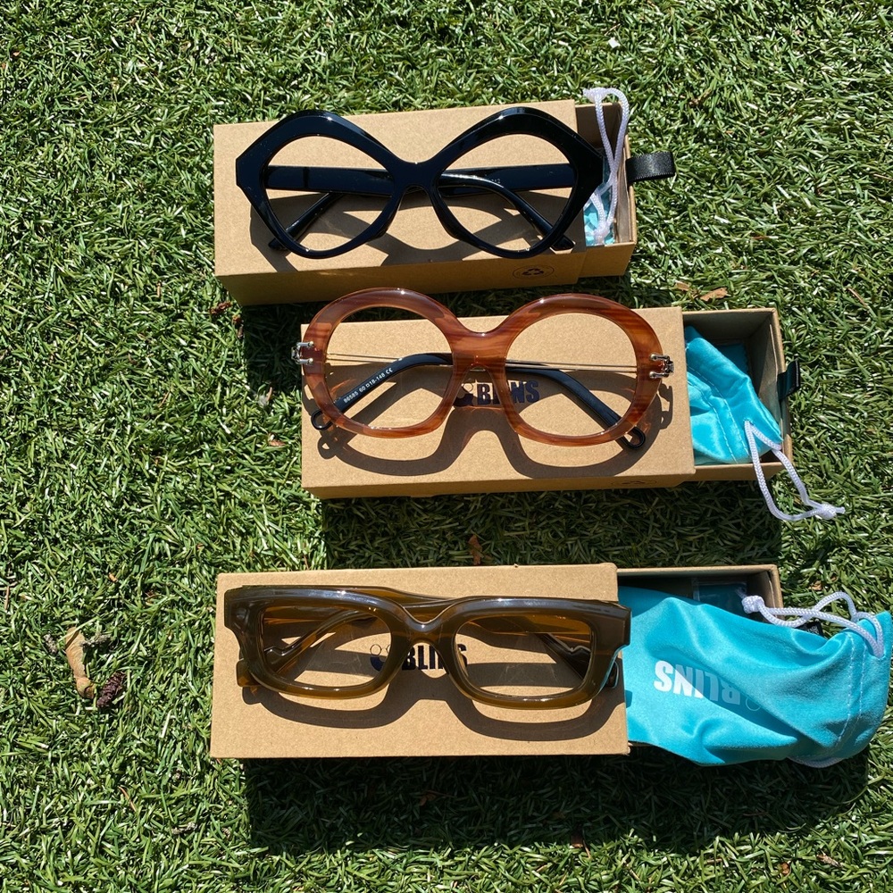 3 New Frames with carrying case and cleaning cloth.